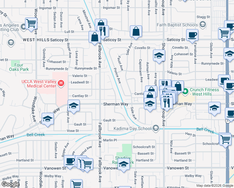 map of restaurants, bars, coffee shops, grocery stores, and more near 7232 Maynard Avenue in Los Angeles