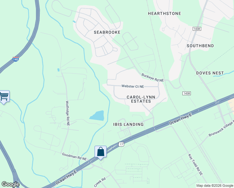 map of restaurants, bars, coffee shops, grocery stores, and more near 8030 Rachel Wynd Northeast in Leland