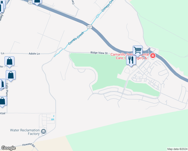 map of restaurants, bars, coffee shops, grocery stores, and more near 12 Margarita Avenue in Camarillo