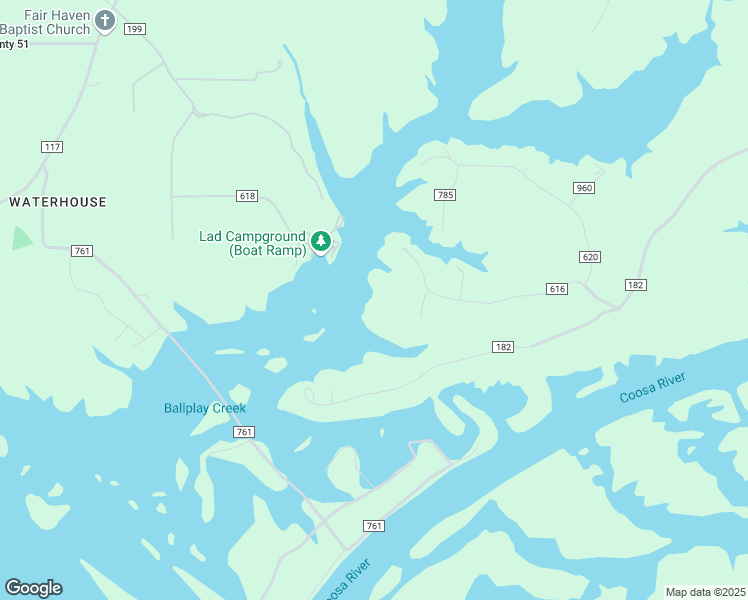 map of restaurants, bars, coffee shops, grocery stores, and more near 525 County Road 616 in Cedar Bluff