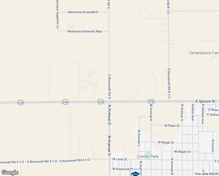 map of restaurants, bars, coffee shops, grocery stores, and more near 392 South Roosevelt Road South in Portales