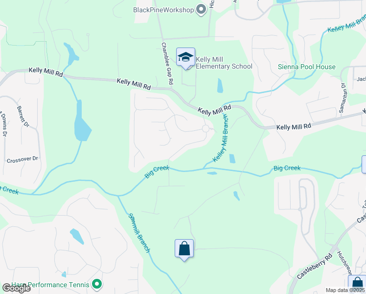 map of restaurants, bars, coffee shops, grocery stores, and more near 1385 Mystic Ridge Place in Cumming