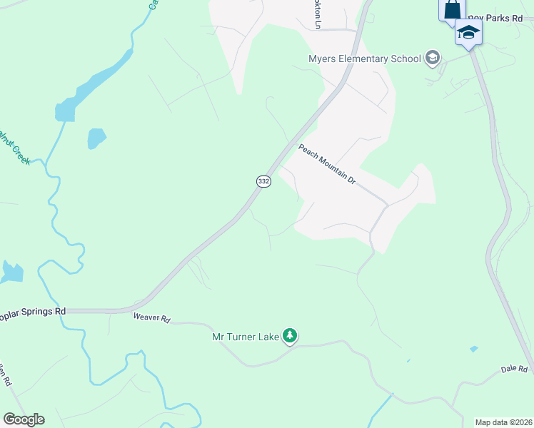 map of restaurants, bars, coffee shops, grocery stores, and more near 4836 Poplar Springs Road in Gainesville