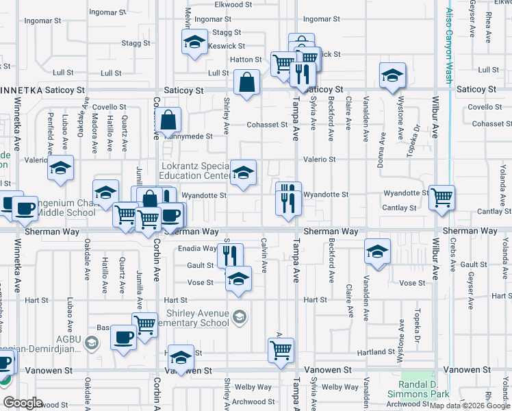 map of restaurants, bars, coffee shops, grocery stores, and more near in Los Angeles