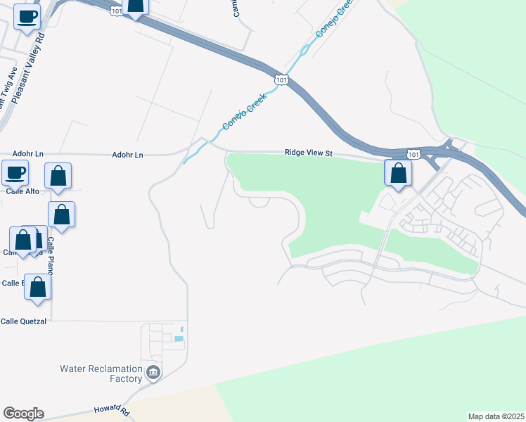 map of restaurants, bars, coffee shops, grocery stores, and more near 10 Paseo Margarita in Camarillo