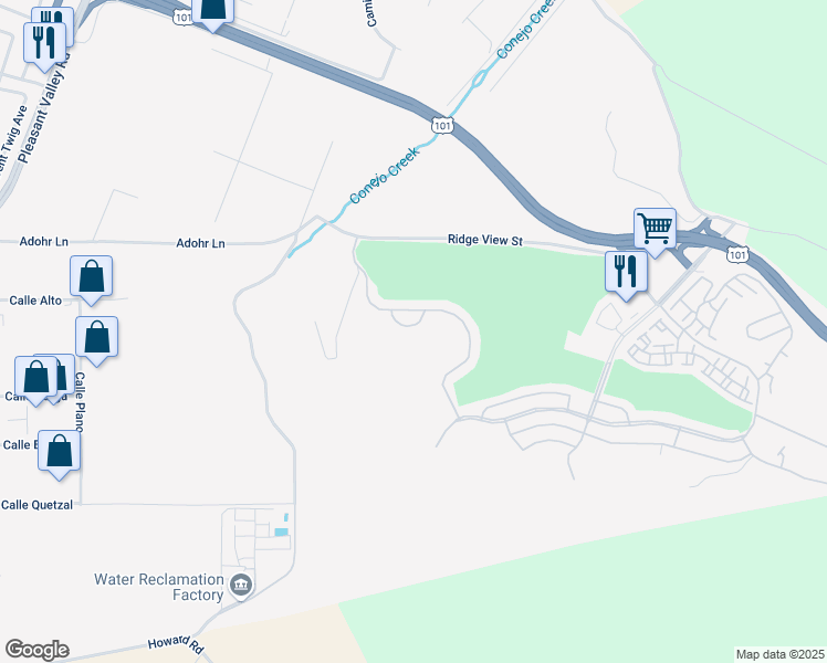 map of restaurants, bars, coffee shops, grocery stores, and more near 10 Paseo Margarita in Camarillo
