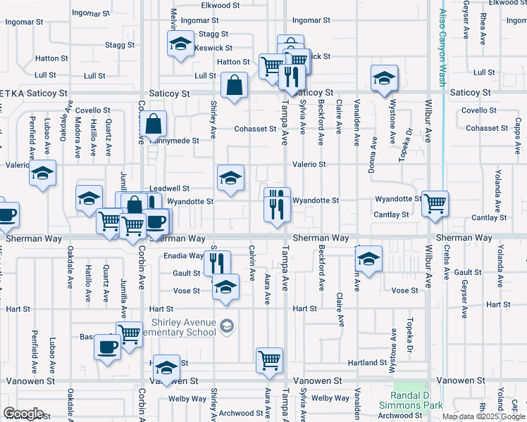 map of restaurants, bars, coffee shops, grocery stores, and more near in Los Angeles