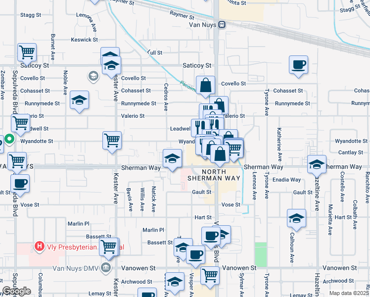 map of restaurants, bars, coffee shops, grocery stores, and more near in Los Angeles