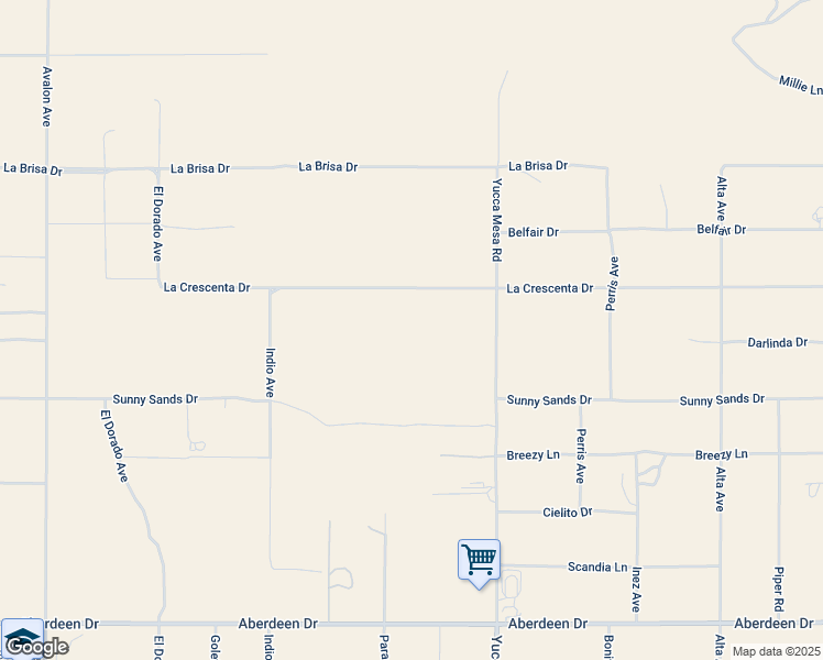 map of restaurants, bars, coffee shops, grocery stores, and more near La Crescenta Drive in Yucca Valley
