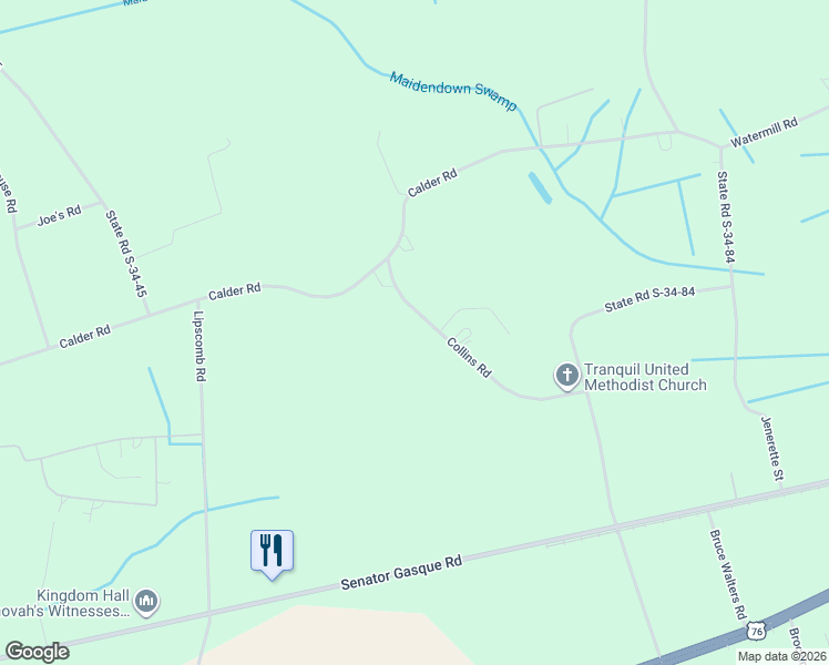 map of restaurants, bars, coffee shops, grocery stores, and more near 3116 Collins Road in Mullins