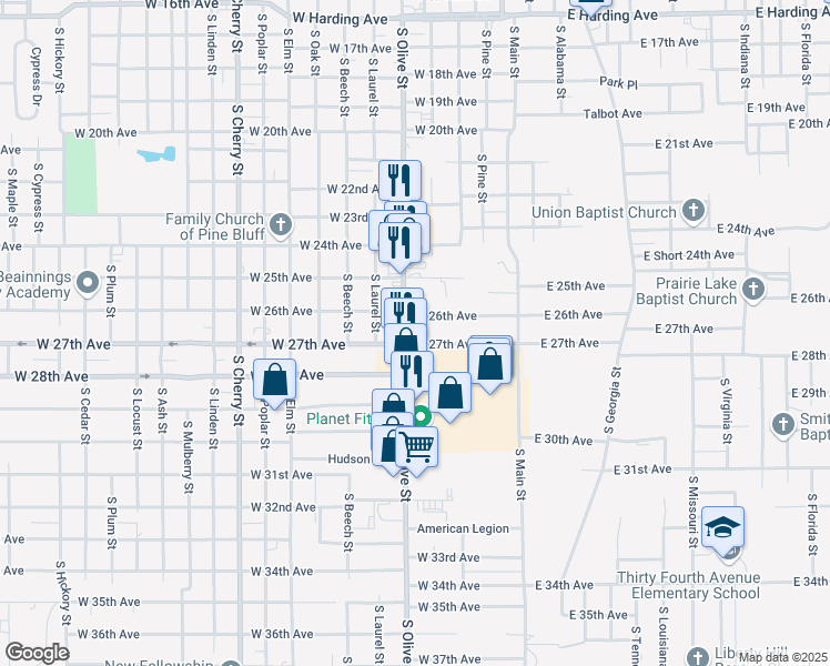 map of restaurants, bars, coffee shops, grocery stores, and more near in Jefferson County