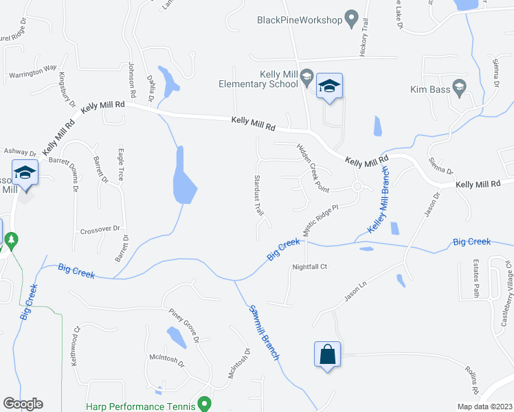 map of restaurants, bars, coffee shops, grocery stores, and more near 1835 Stardust Trail in Cumming