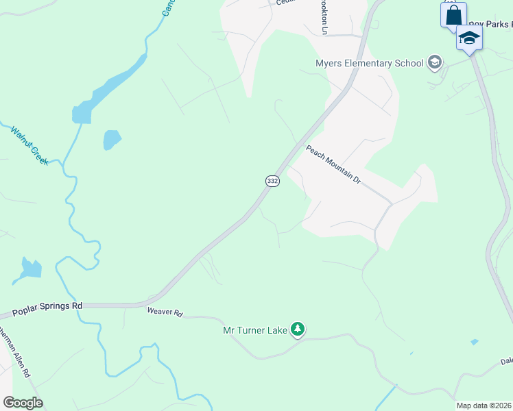 map of restaurants, bars, coffee shops, grocery stores, and more near 4852 Poplar Springs Road in Gainesville