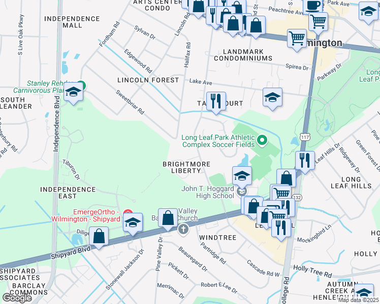 map of restaurants, bars, coffee shops, grocery stores, and more near 2298 South 41st Street in Wilmington