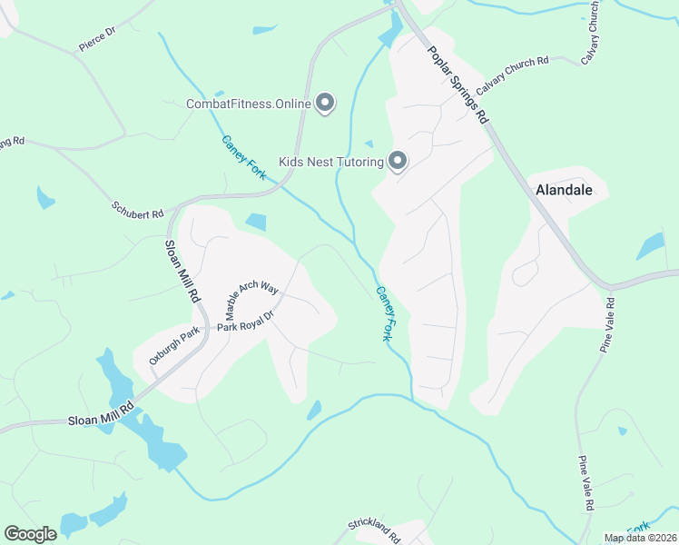 map of restaurants, bars, coffee shops, grocery stores, and more near 4446 Park Royal Drive in Flowery Branch