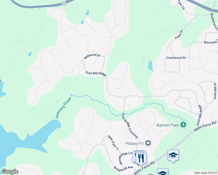 map of restaurants, bars, coffee shops, grocery stores, and more near 4126 Gold Mill Ridge in Canton