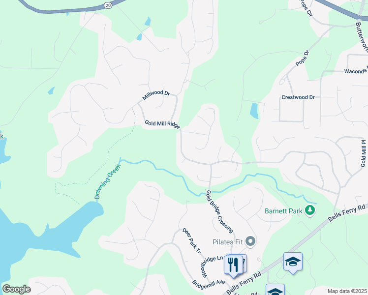 map of restaurants, bars, coffee shops, grocery stores, and more near 4126 Gold Mill Ridge in Canton
