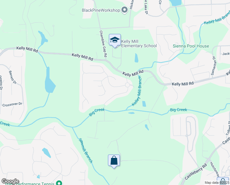 map of restaurants, bars, coffee shops, grocery stores, and more near 1370 Mystic Ridge Place in Cumming