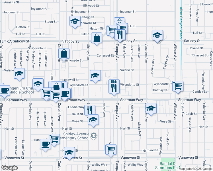 map of restaurants, bars, coffee shops, grocery stores, and more near in Los Angeles