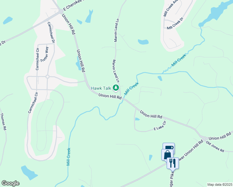 map of restaurants, bars, coffee shops, grocery stores, and more near 6730 Union Hill Road in Canton