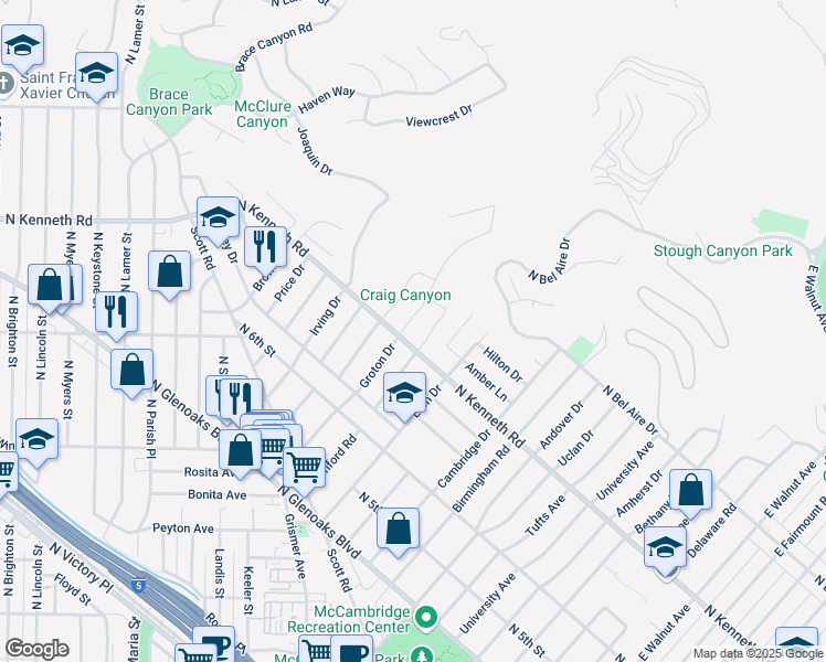 map of restaurants, bars, coffee shops, grocery stores, and more near 809 Groton Drive in Burbank
