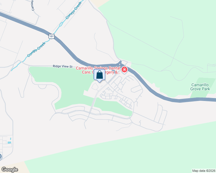 map of restaurants, bars, coffee shops, grocery stores, and more near 6022 Via Montanez in Camarillo