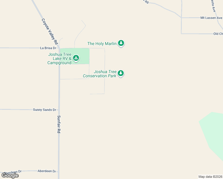 map of restaurants, bars, coffee shops, grocery stores, and more near Unnamed Road in Joshua Tree