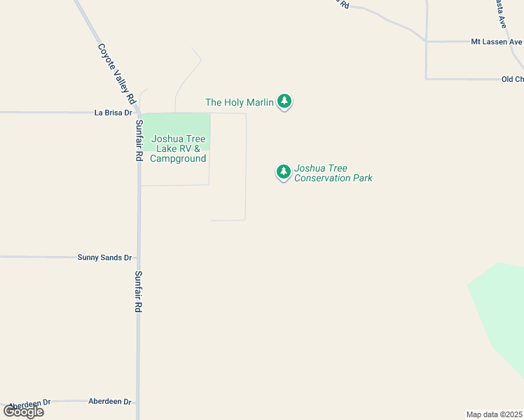 map of restaurants, bars, coffee shops, grocery stores, and more near Sunny Sands Drive in Joshua Tree