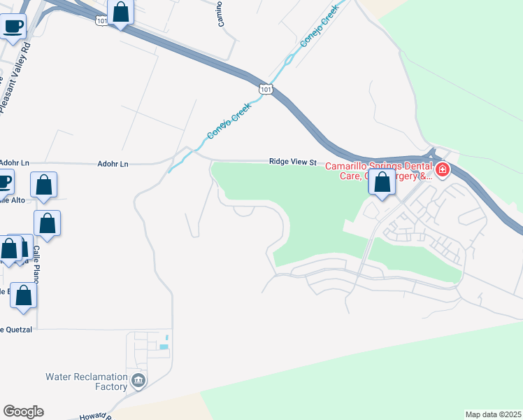 map of restaurants, bars, coffee shops, grocery stores, and more near 36 Margarita Avenue in Camarillo