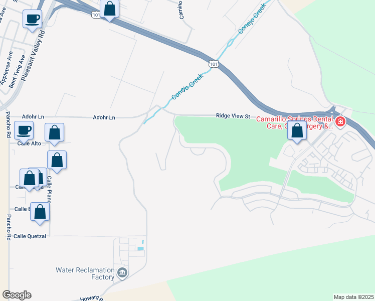 map of restaurants, bars, coffee shops, grocery stores, and more near 50 Margarita Avenue in Camarillo