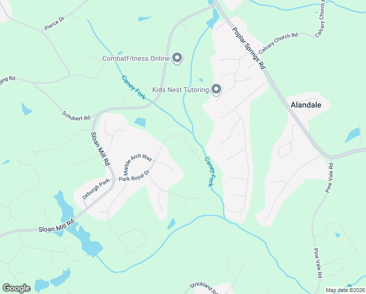 map of restaurants, bars, coffee shops, grocery stores, and more near 4442 Park Royal Drive in Flowery Branch