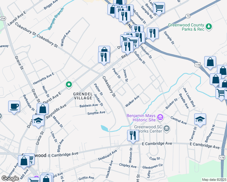 map of restaurants, bars, coffee shops, grocery stores, and more near 103 Williams Avenue in Greenwood
