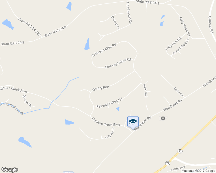 map of restaurants, bars, coffee shops, grocery stores, and more near 313 Gentry Run in Greenwood