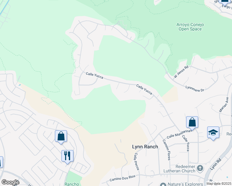 map of restaurants, bars, coffee shops, grocery stores, and more near 1822 Calle Borrego in Thousand Oaks