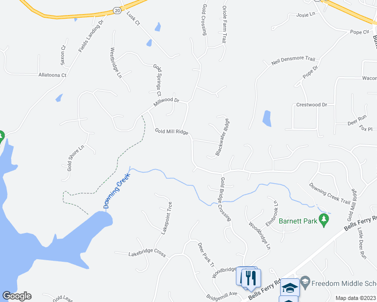 map of restaurants, bars, coffee shops, grocery stores, and more near 4129 Gold Mill Ridge in Canton