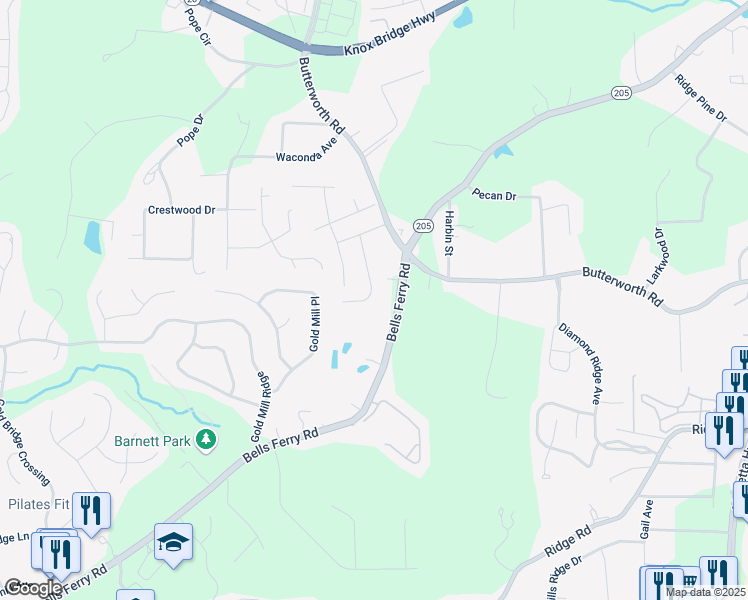 map of restaurants, bars, coffee shops, grocery stores, and more near 233 Providence Walk Court in Canton