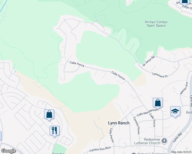 map of restaurants, bars, coffee shops, grocery stores, and more near 1822 Calle Borrego in Thousand Oaks