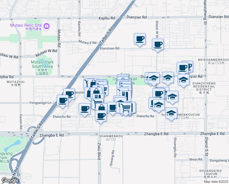 map of restaurants, bars, coffee shops, grocery stores, and more near in Xi'an