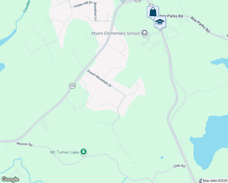 map of restaurants, bars, coffee shops, grocery stores, and more near 4980 Peach Mountain Drive in Gainesville