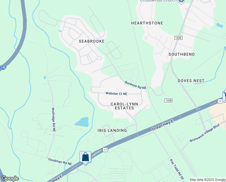 map of restaurants, bars, coffee shops, grocery stores, and more near 8061 Webster Court Northeast in Leland