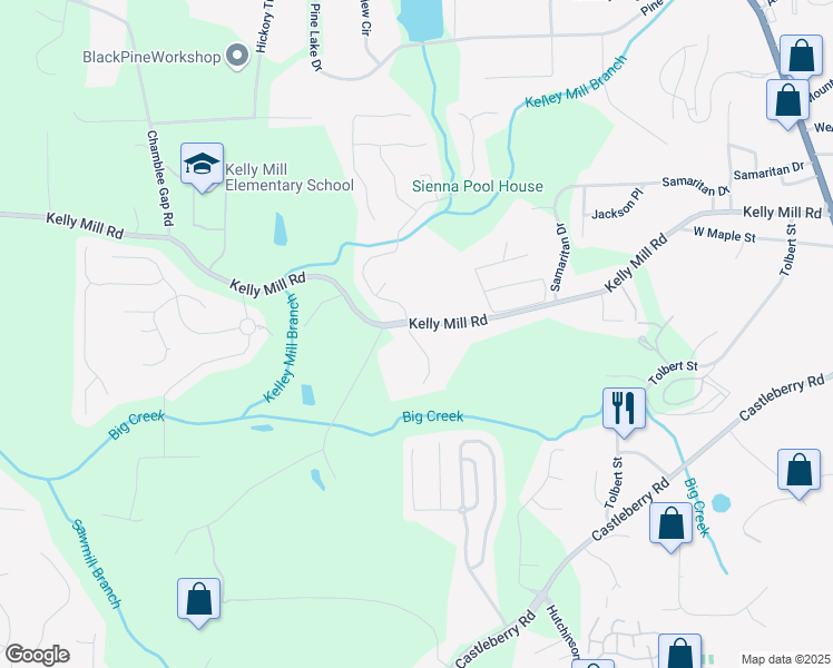 map of restaurants, bars, coffee shops, grocery stores, and more near 556 Fountain Lane in Cumming