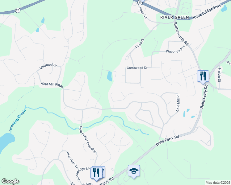 map of restaurants, bars, coffee shops, grocery stores, and more near 805 Golden Wood Trace in Canton