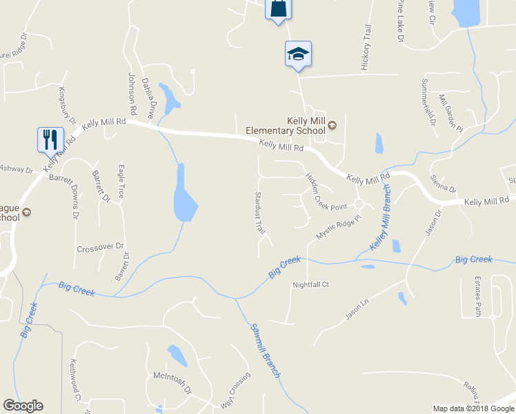 map of restaurants, bars, coffee shops, grocery stores, and more near 1795 Stardust Trail in Cumming