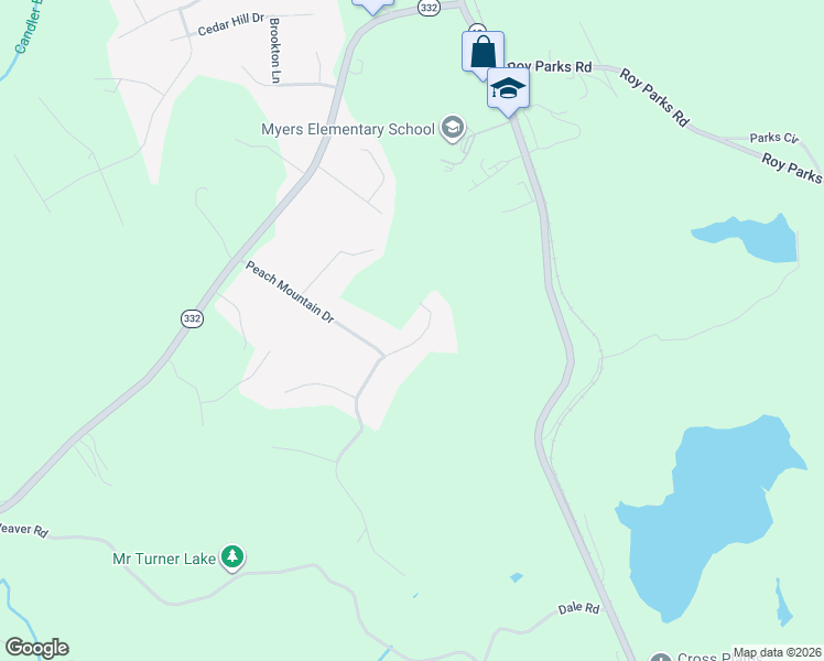 map of restaurants, bars, coffee shops, grocery stores, and more near 4991 Peach Mountain Circle in Gainesville