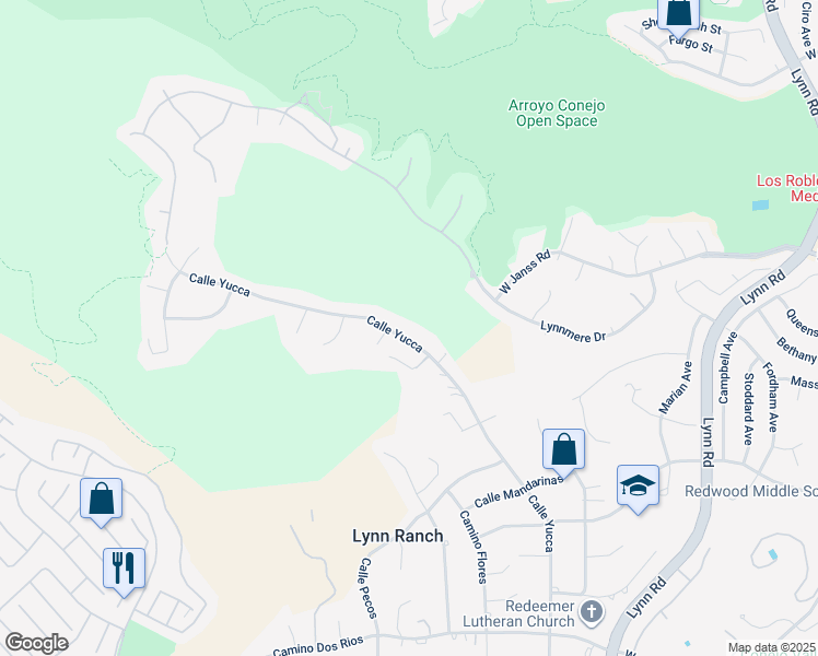 map of restaurants, bars, coffee shops, grocery stores, and more near 1926 Calle Yucca in Thousand Oaks