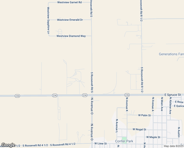 map of restaurants, bars, coffee shops, grocery stores, and more near 392 East Rose Street in Portales