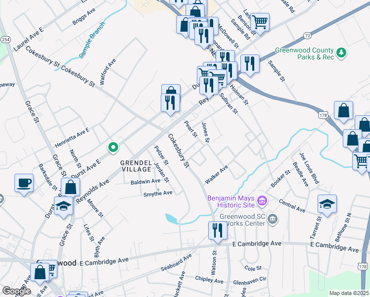 map of restaurants, bars, coffee shops, grocery stores, and more near 103 Williams Avenue in Greenwood