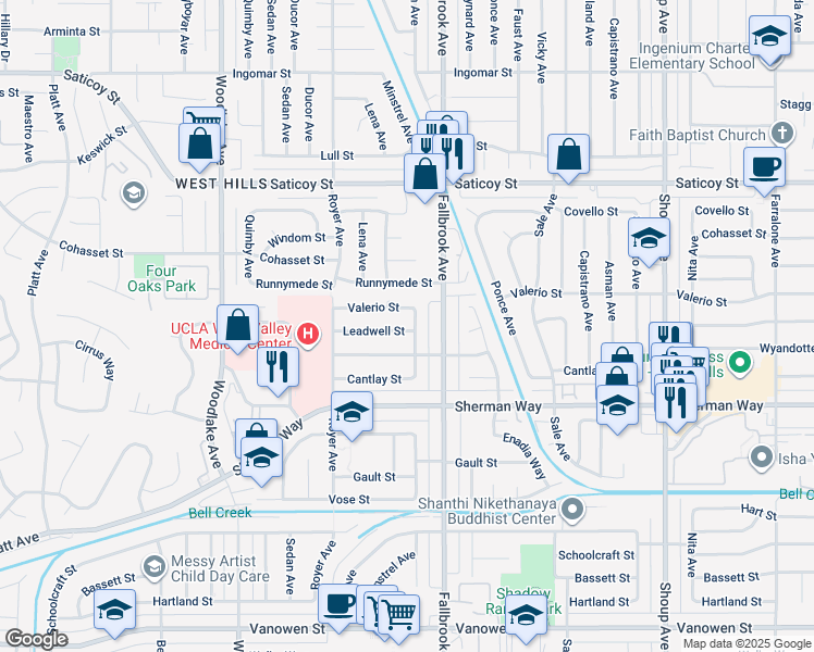 map of restaurants, bars, coffee shops, grocery stores, and more near 7333 McLaren Avenue in Los Angeles