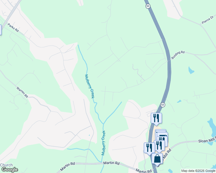 map of restaurants, bars, coffee shops, grocery stores, and more near 3974 Rock Haven Drive in Flowery Branch