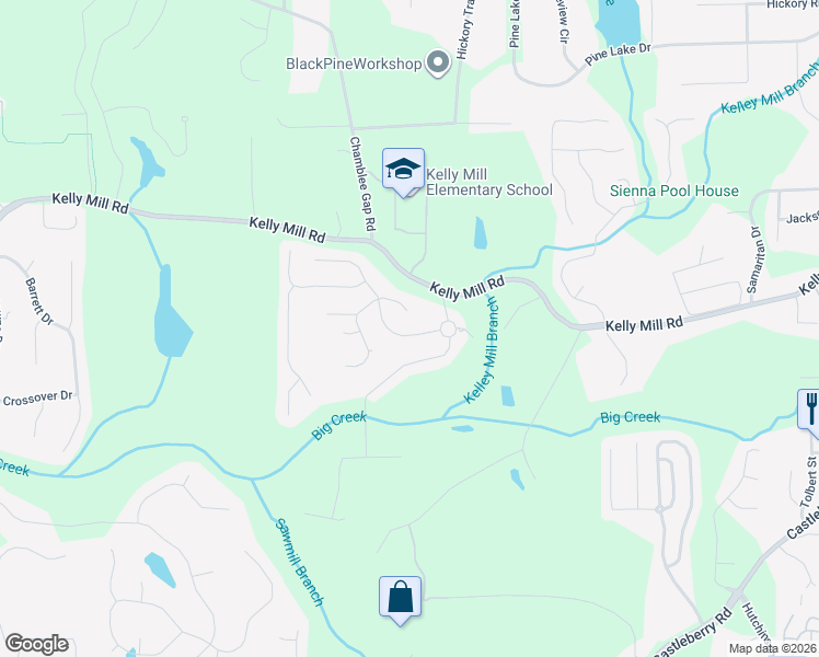 map of restaurants, bars, coffee shops, grocery stores, and more near 1250 Hidden Creek Point in Cumming